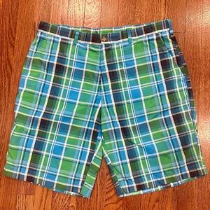 PGA Tour Teal and Blue Plaid Shorts